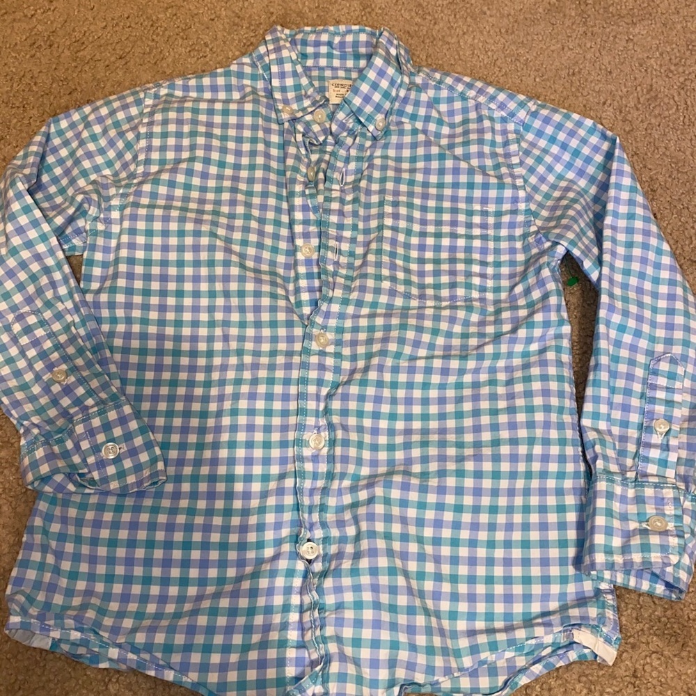 Crewcut 4/5 Blue Plaid Long Sleeve Button Down